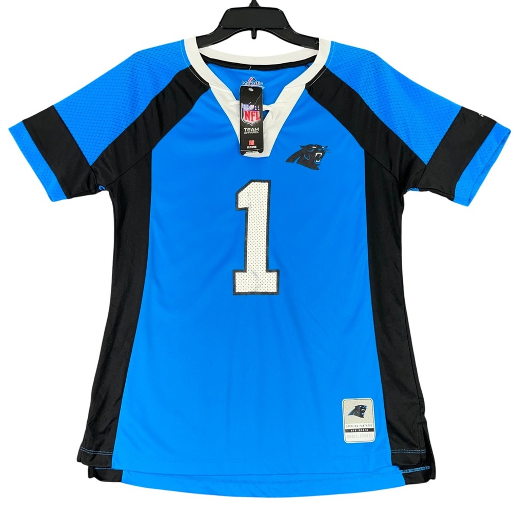 Majestic Carolina Panthers Cam Newton Jersey Lace Up‎ V Neck Fan Fashion M Women